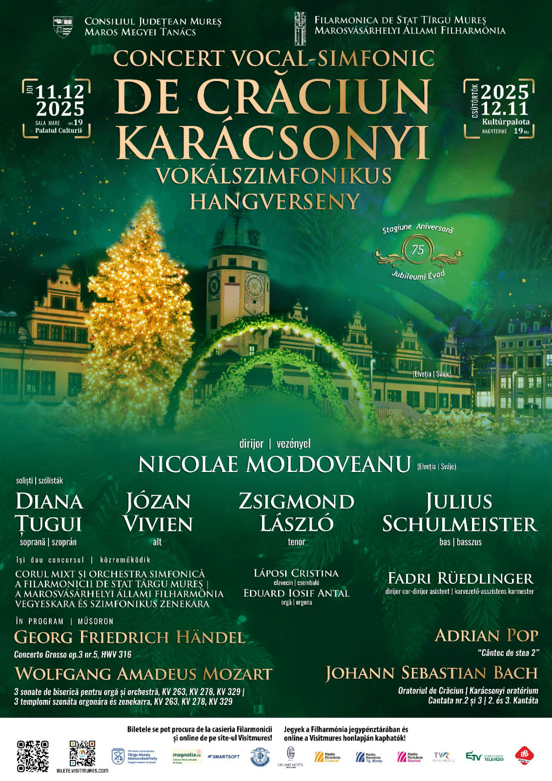 afis poster Concert vocal-simfonic de Crăciun eduard iosif antal organist